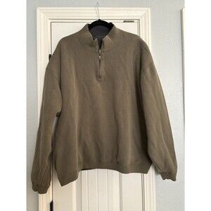 Tommy Bahama Sweater Mens PTP 30" Olive Green Reversible 1/4 Zip Sweatshirt Knit
